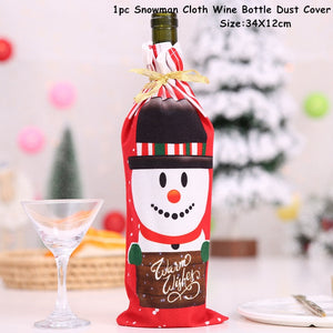2024 New Year Christmas Wine Bottle Covers Bag Holiday Champagne Bottle Cover Merry Christmas Table Decorations for Home Xmas acacuss