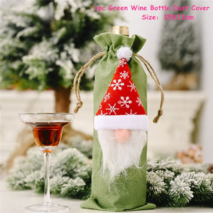 2024 New Year Christmas Wine Bottle Covers Bag Holiday Champagne Bottle Cover Merry Christmas Table Decorations for Home Xmas acacuss