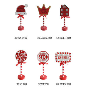 New Year Gifts Christmas Table Pendant Wooden Stop Sign LED Light Ornaments Christmas Decoration 2023 Noel Navidad Home Decor acacuss