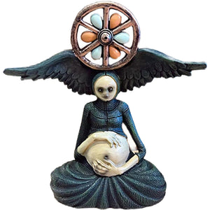 Newest Halloween Mini Witch's Wheel of Life Decorative Figurines Statue Sculpture Art Craft Ornament Home Yard Garden Decoration acacuss