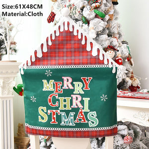Noel Santa Claus Christmas Non-woven Dinner Table Red Hat Chair Back Covers Xmas Christmas Decorations for Home New Year 2023 acacuss