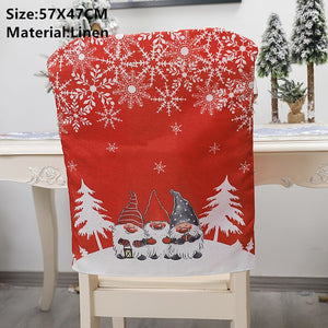 Noel Santa Claus Christmas Non-woven Dinner Table Red Hat Chair Back Covers Xmas Christmas Decorations for Home New Year 2023 acacuss