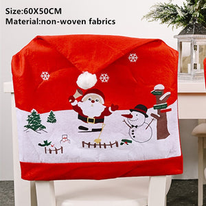 Noel Santa Claus Christmas Non-woven Dinner Table Red Hat Chair Back Covers Xmas Christmas Decorations for Home New Year 2023 acacuss