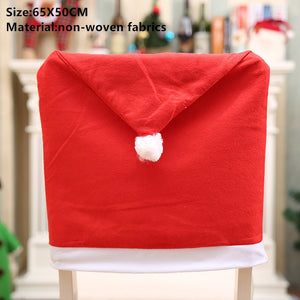Noel Santa Claus Christmas Non-woven Dinner Table Red Hat Chair Back Covers Xmas Christmas Decorations for Home New Year 2023 acacuss