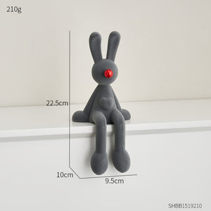 Nordic Abstract Rabbit Figurines Flocking Bunny Resin Statue Modern Art Decor Desktop Sculpture Crafts Home Decoration Ornament acacuss