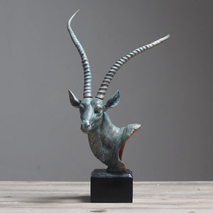 Nordic Antelope Head Statue Desktop Resin Crafts Sculpture Home Decoration Animal Figurine Decoration Accessories acacuss
