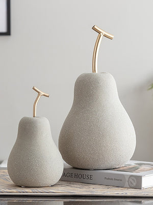 Nordic Ceramic Fruit Ornaments Apple/pear Frosted Porcelain Statue Modern Home Decoration Collection Art Table Decoration acacuss