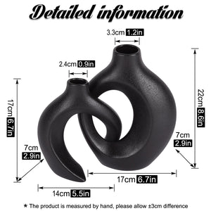 Nordic Ceramic Interlocking Vase Modern Snuggle Shape Home Decor Wedding Gift Pampas Grass Indoor Living Room Table Ornaments acacuss