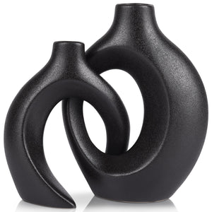 Nordic Ceramic Interlocking Vase Modern Snuggle Shape Home Decor Wedding Gift Pampas Grass Indoor Living Room Table Ornaments acacuss