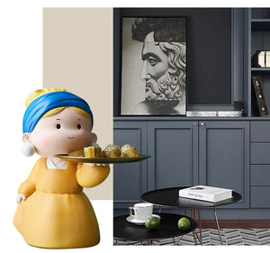 Nordic Girl Storage Tray Figurines Resin Living Room Ornaments Creative Sculpture Modern Desktop Crafts Home Statues Decoration acacuss