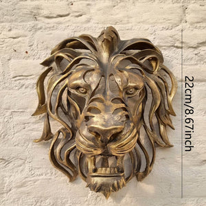 Nordic Gold Lion Wall Animal Lion Head Art Wall Luxury Decor Kitchen Wall Bedroom Indoor Resin Lion Head Wall Mounted Art acacuss