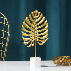 Nordic Golden Iron Botany Figurines Metal Living Room Decoration Manual Craft Home Ornaments Ginkgo Leaf Desk Accessories Decor acacuss