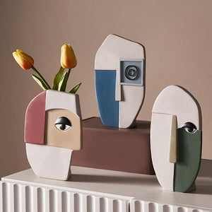 Nordic Ins Resin Face Vase Abstract Art Decoration Living Room Dining Room Desktop Flower Arrangement Flower Home Decoration acacuss