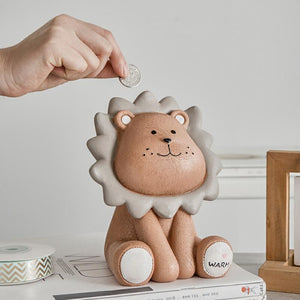 Nordic Lion Money Box Cartoon Cute Creative Coin Bank Children Child Piggy Nursery Adorable Gift Saving Animal Home Sofa Decor acacuss
