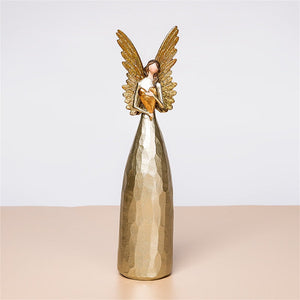 Nordic Love Angel Statue Golden Resin Blessing Angel Sculpture Desktop Porch Decoration Artifact Figure Ornament acacuss