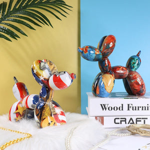 Nordic Modern Art Resin Graffiti Sculpture Balloon Dog Statue Creative Colored Craft Figurine Gift Home Office Desktop Decor acacuss
