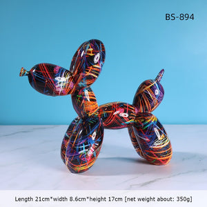 Nordic Modern Art Resin Graffiti Sculpture Balloon Dog Statue Creative Colored Craft Figurine Gift Home Office Desktop Decor acacuss