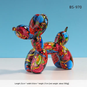 Nordic Modern Art Resin Graffiti Sculpture Balloon Dog Statue Creative Colored Craft Figurine Gift Home Office Desktop Decor acacuss