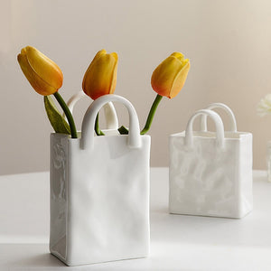 Nordic Portable Vase Ceramic Flower Vase Modern Home Decor Accessories Living Room Decoration Garden Bedroom Ornaments acacuss