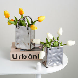 Nordic Portable Vase Ceramic Flower Vase Modern Home Decor Accessories Living Room Decoration Garden Bedroom Ornaments acacuss