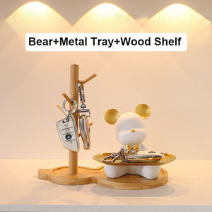2023 NEW Nordic Resin Bear Tray Figuinres Home Living Room Bedroom Key Storage Decor Ornament Candy Container Animal Statues acacuss