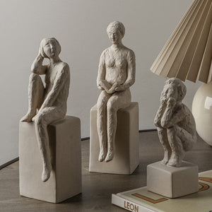 Nordic Retro Art Sculpture Modern Clay Figurine Home Living Room Bedroom Decoration Accessories Ceramic Handicraft Ornaments acacuss