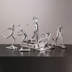 Nordic Silver Ceramic Abstract Resin Bicycler Cyclist Statue Bicycle Rider Statue Bike Figurine Office Bar Home Decor Crafts acacuss