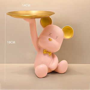 Nordic Style Resin Bear Tray Home Living Room Bedroom Key Storage Decoration Decoration Candy Container Animal Statue Decoration acacuss