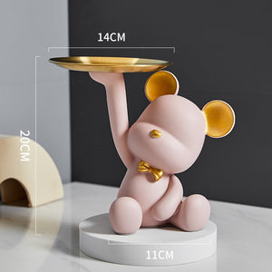 Nordic Style Resin Bear Tray Home Living Room Bedroom Key Storage Decoration Decoration Candy Container Animal Statue Decoration acacuss