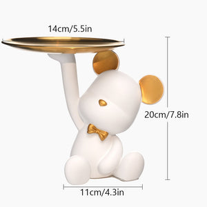 Nordic Style Resin Bear Tray Home Living Room Bedroom Key Storage Decoration Decoration Candy Container Animal Statue Decoration acacuss