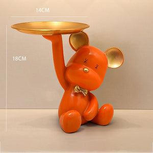 Nordic Style Resin Bear Tray Home Living Room Bedroom Key Storage Decoration Decoration Candy Container Animal Statue Decoration acacuss