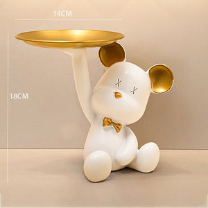 Nordic Style Resin Bear Tray Home Living Room Bedroom Key Storage Decoration Decoration Candy Container Animal Statue Decoration acacuss