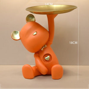 Nordic Style Resin Bear Tray Home Living Room Bedroom Key Storage Decoration Decoration Candy Container Animal Statue Decoration acacuss
