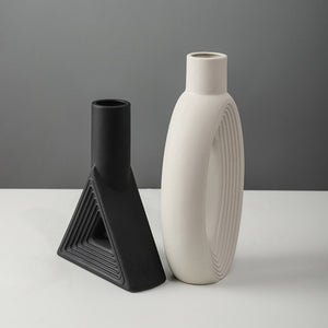 Nordic Style Triangle Ceramic Vase Decor Dried Flower Geometry Vase Wedding Luxury Table Vase Decoration White Living Room Decor acacuss