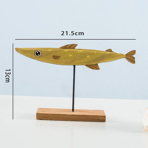 Nordic Wood Fish Sculpture Animal Artistic Sculpture Living Room Office Home Decoration Handmade Crafts Holiday Gift acacuss