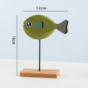 Nordic Wood Fish Sculpture Animal Artistic Sculpture Living Room Office Home Decoration Handmade Crafts Holiday Gift acacuss
