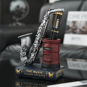 Notes Pen Holder Piano Musical Instrument Design Music Gift Classification Resin Pen Holder Stationery Student Pencil Holder acacuss