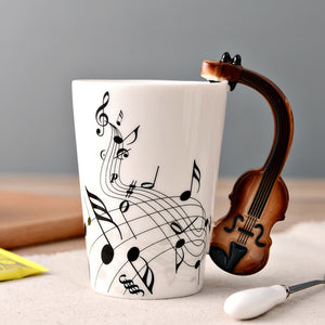 Novelty Music Note Cup Ceramic Guitar Coffee Mugs Personality Tea/Milk/Juice/Lemon Water Bottle Christmas Birthday Gift acacuss