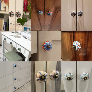 One Piece Vintage Ceramic Door Knobs for Cabinet Drawer, Closet Cupboard Wardrobe furniture door Pull Handle acacuss
