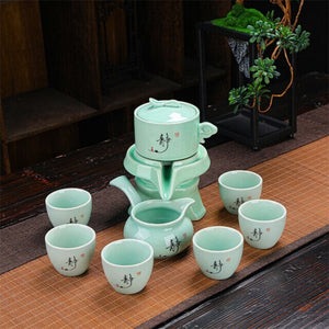 ACACUSS Oriental Chinese Gongfu Tea Set Unique TeaPot Lazy Stone Mill Automatic Ceramic Tea Set - ACACUSS