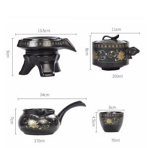 ACACUSS Oriental Chinese Gongfu Tea Set Unique TeaPot Lazy Stone Mill Automatic Ceramic Tea Set - ACACUSS