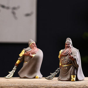 PINNY Ceramic Ancient General Guan Gong Ornaments Town House Decorations For Evil Spirits Purple Clay Statues Crafts Decorative acacuss