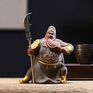 PINNY Ceramic Ancient General Guan Gong Ornaments Town House Decorations For Evil Spirits Purple Clay Statues Crafts Decorative acacuss