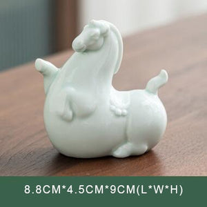 PINNY Horse Decoration Ceramics Estatuas Crafts Decorative Ornament Animal Tea Ceremony Ornaments acacuss