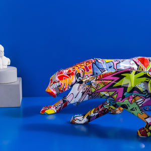 Painted Art Decorations Graffiti Simple Creative Leopard Color Home Entrance Wine Cabinet Office Ornaments Resin Crafts Decor acacuss