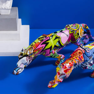 Painted Art Decorations Graffiti Simple Creative Leopard Color Home Entrance Wine Cabinet Office Ornaments Resin Crafts Decor acacuss