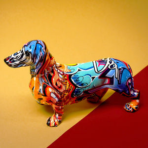 Painted Colorful Dachshund Dog Creative Home Modern Decoration Ornaments Living Room Wine Cabinet Office Decor Desktop Crafts acacuss
