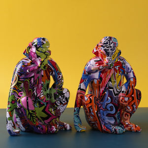 Painted Colorful Smoking Monkey Ornament Creative Home Modern Decoration Ornaments Wine Cabinet Office Decor Desktop Crafts acacuss