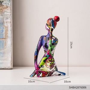 Painted Figure Figurines Modern Home Decoration Resin Sculpture Aesthetic Living Room Ornaments Desk Accessories Indoor Statue acacuss