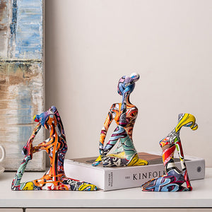 Painted Figure Figurines Modern Home Decoration Resin Sculpture Aesthetic Living Room Ornaments Desk Accessories Indoor Statue acacuss